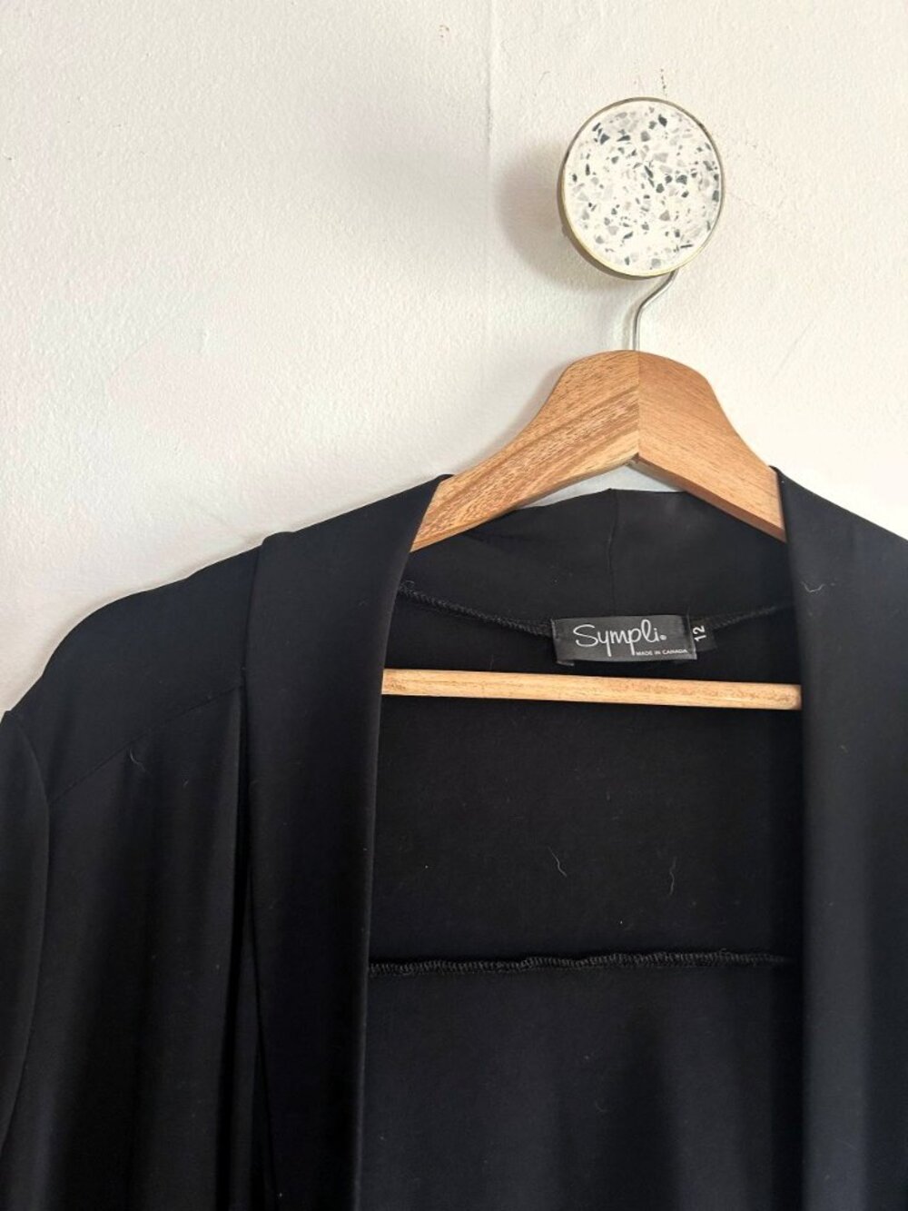 SYMPLI Jersey Duster Cardigan, Black, Size 12
